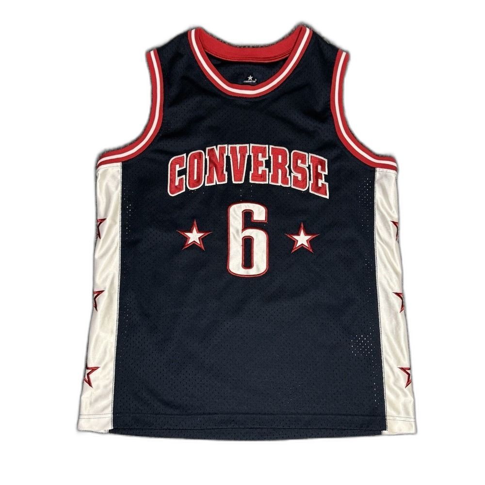 Vintage Converse All Star Julius Erving‎ Basketball #6 Jersey Navy Blue Sz Large